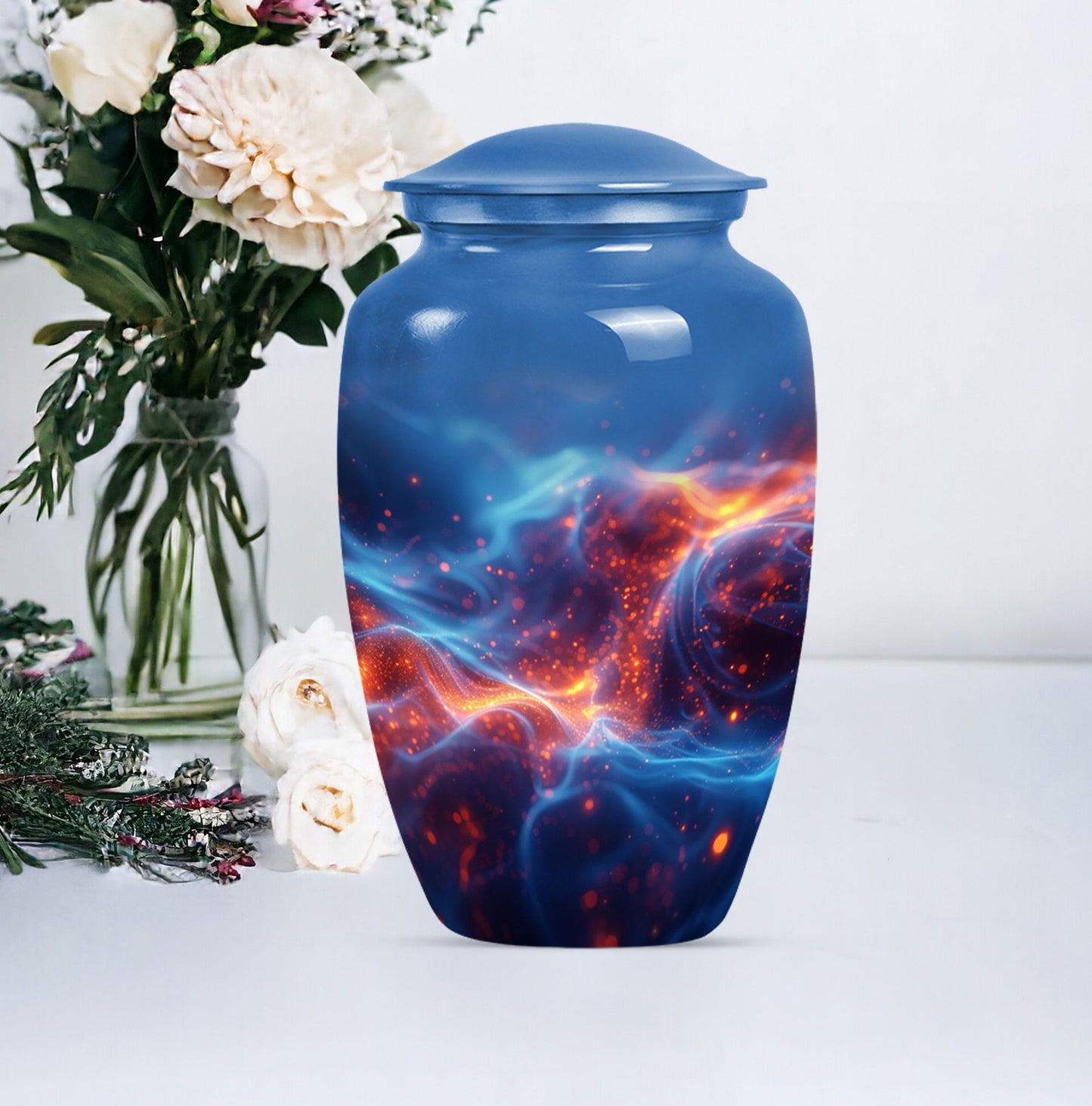 10-inch classic fire urn for ashes, handcrafted urn 
