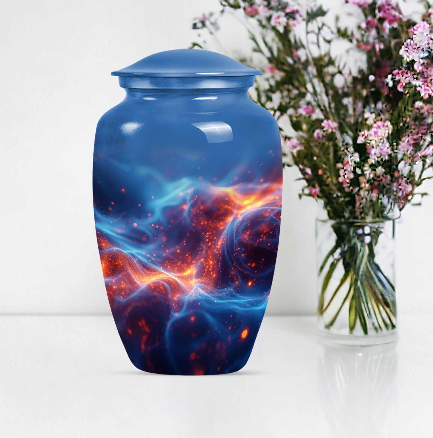 10-inch classic fire urn for ashes, handcrafted urn 
