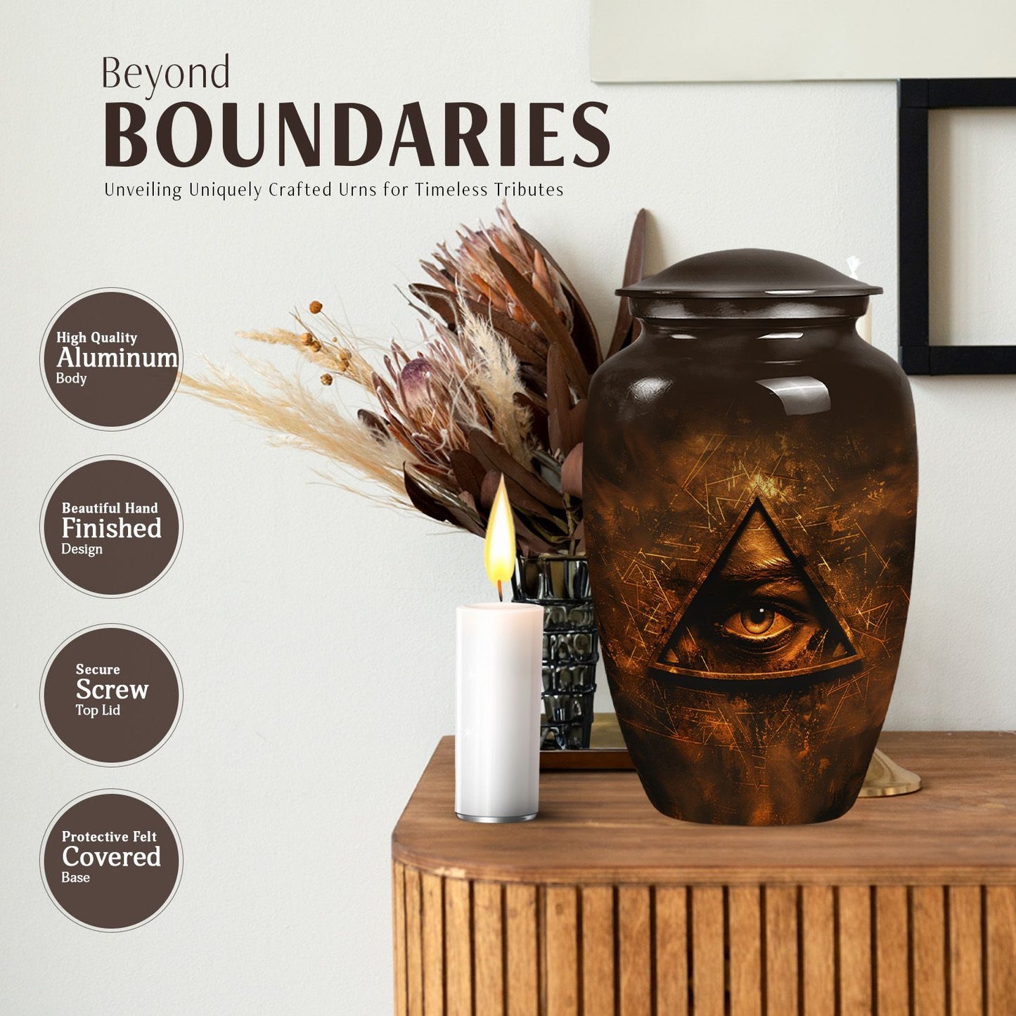 10-inch classic Catholic urn for ashes.