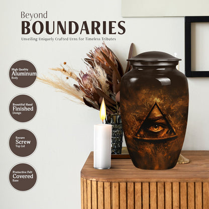 10-inch classic Catholic urn for ashes.
