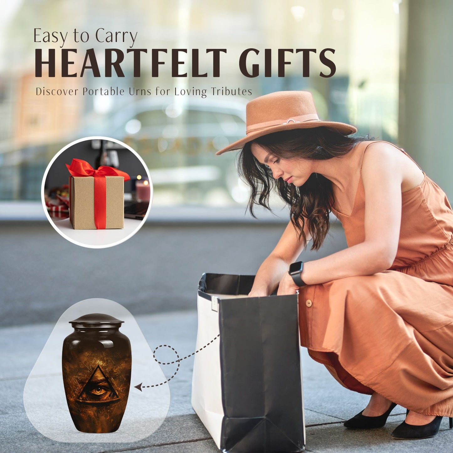 10-inch classic Catholic urn for ashes.