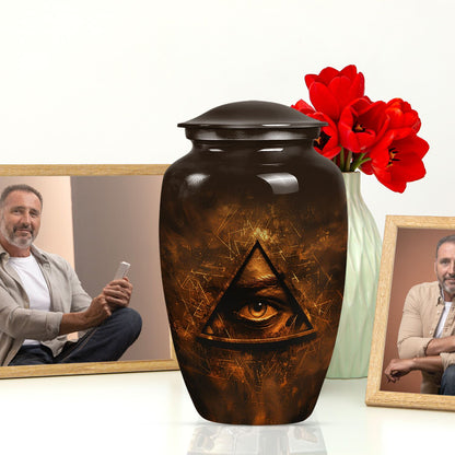 10-inch classic Catholic urn for ashes.