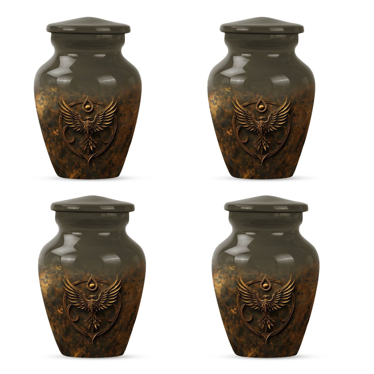 10 inch classic aluminium Catholic urn for men.