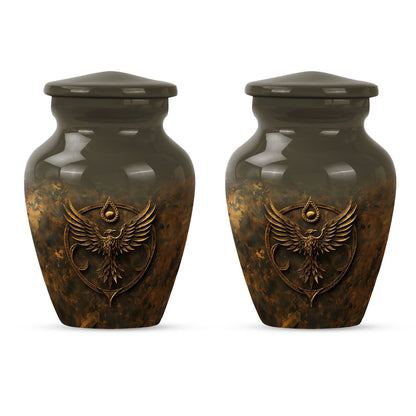 10 inch classic aluminium Catholic urn for men.