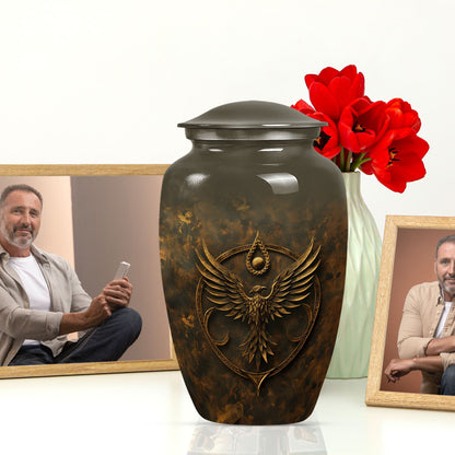 10 inch classic aluminium Catholic urn for men.