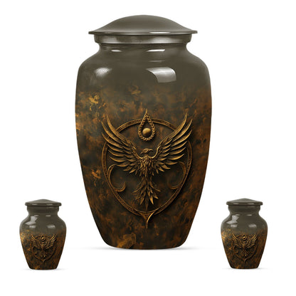 10 inch classic aluminium Catholic urn for men.