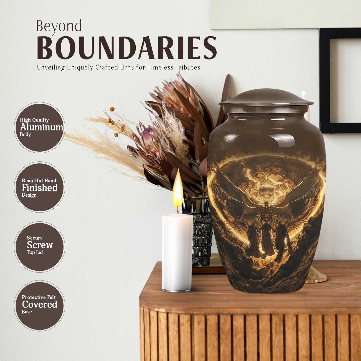 Classic 10 inch Catholic Urn, large burial memorial urn.