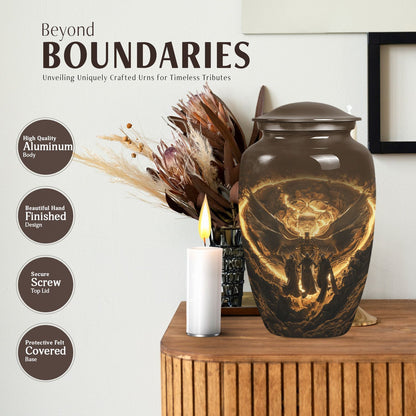 Classic 10 inch Catholic Urn, large burial memorial urn.