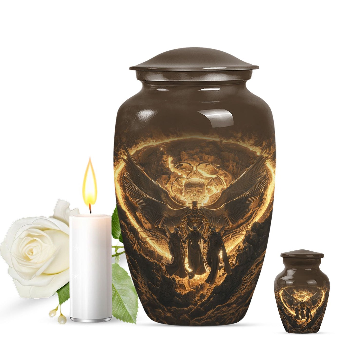 Classic 10 inch Catholic Urn, large burial memorial urn.