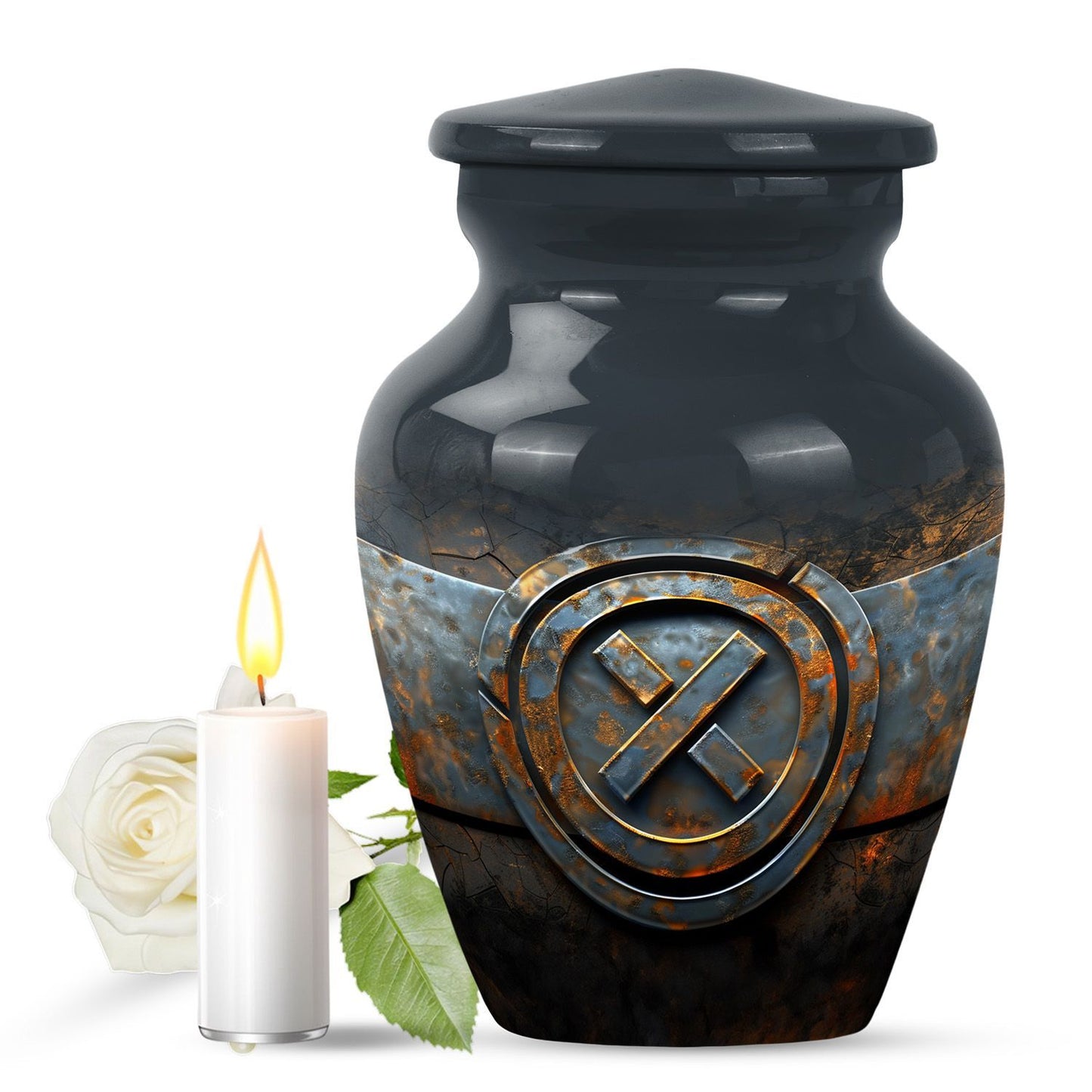 Classic Catholic Urn, memorial urn for adult male ashes