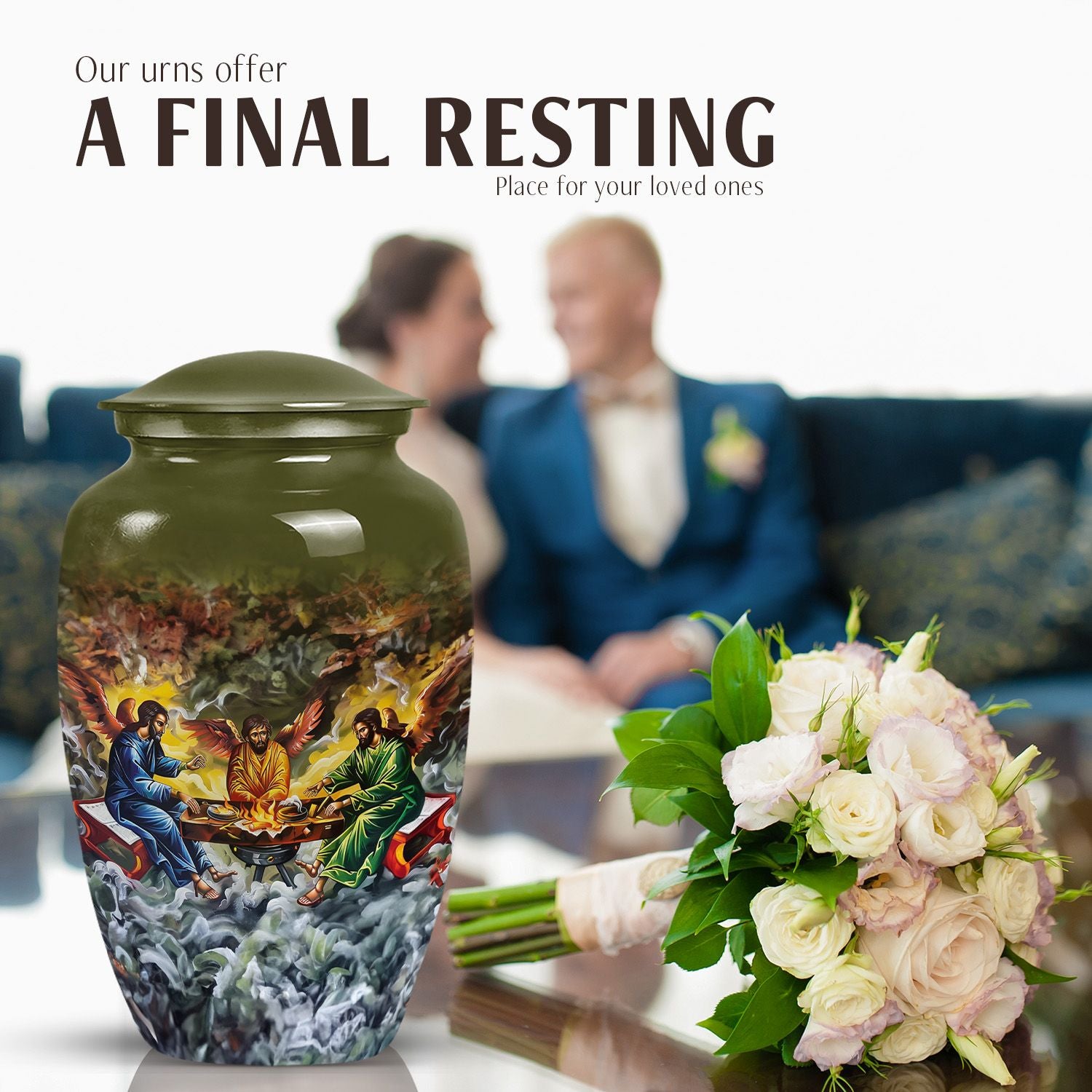 Catholic urn for funeral and memorial