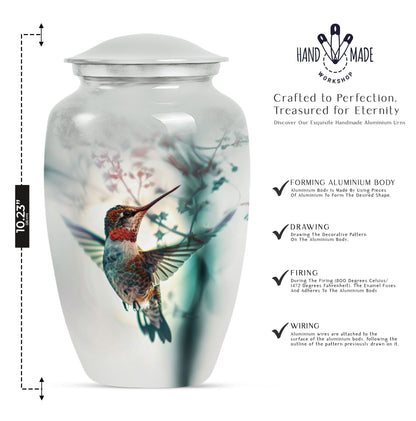 10inch classic Aluminium humming bird Urn.