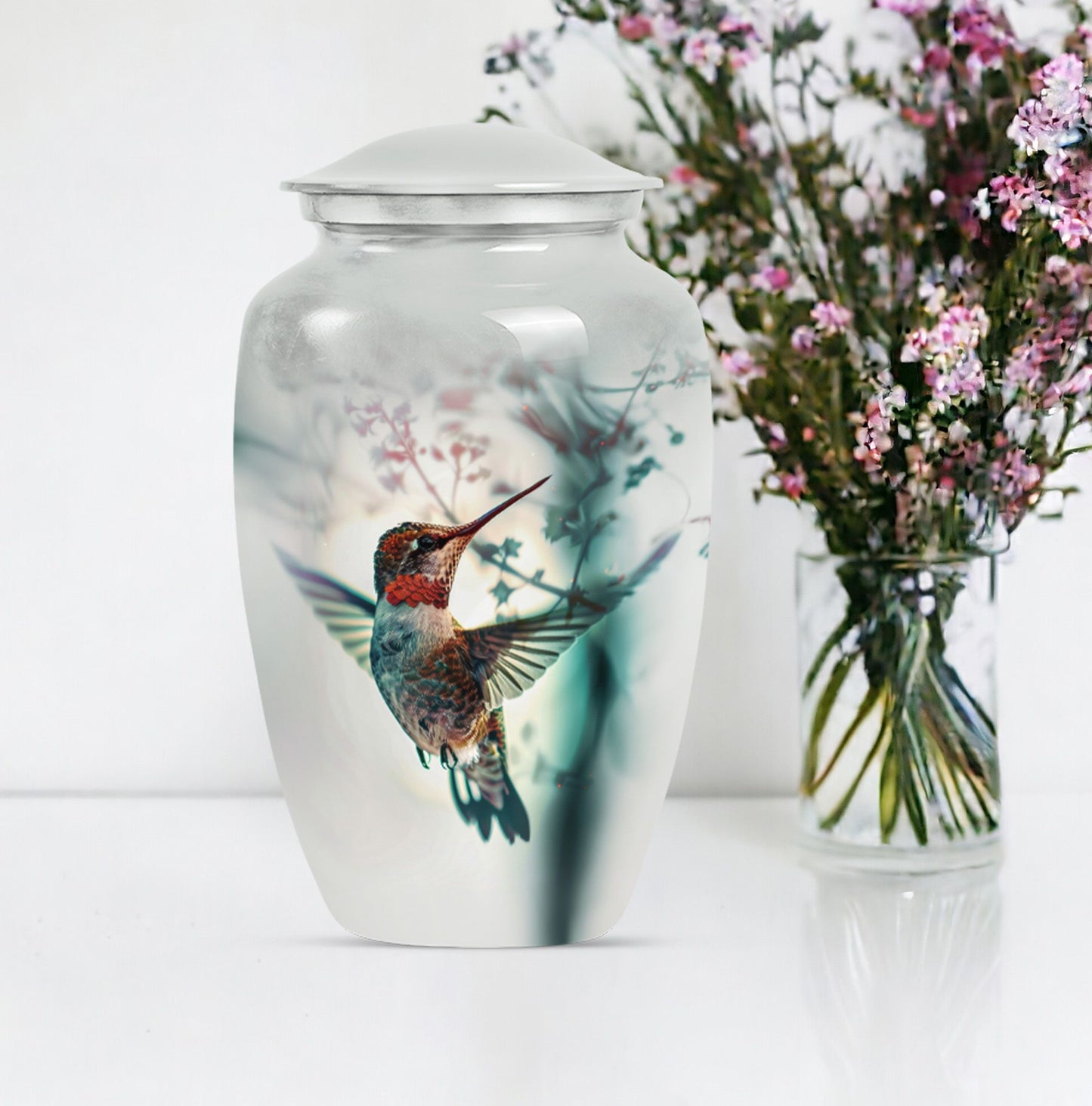 10inch classic Aluminium humming bird Urn.