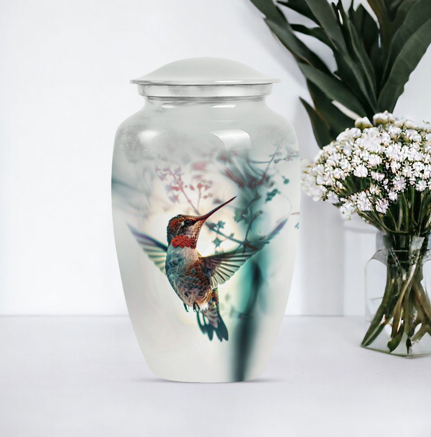 10inch classic Aluminium humming bird Urn.