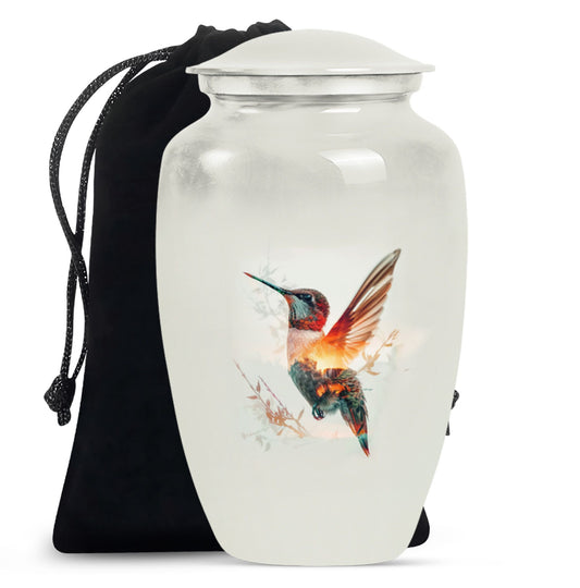 10-inch humming bird Urn, adult female memorial urn.