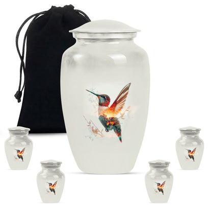 10-inch humming bird Urn, adult female memorial urn.