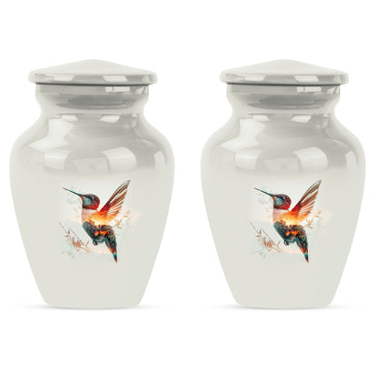 10-inch humming bird Urn, adult female memorial urn.