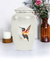10-inch humming bird Urn, adult female memorial urn.