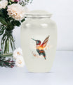 10-inch humming bird Urn, adult female memorial urn.