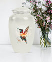10-inch humming bird Urn, adult female memorial urn.
