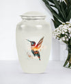 10-inch humming bird Urn, adult female memorial urn.