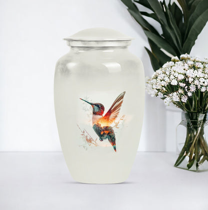 10-inch humming bird Urn, adult female memorial urn.