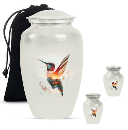 10-inch humming bird Urn, adult female memorial urn.