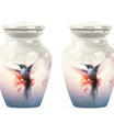 Humming Bird Keepsake Urn For Ashes - White Memorial Urn Tribute