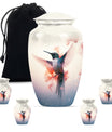 Humming Bird Keepsake Urn For Ashes - White Memorial Urn Tribute