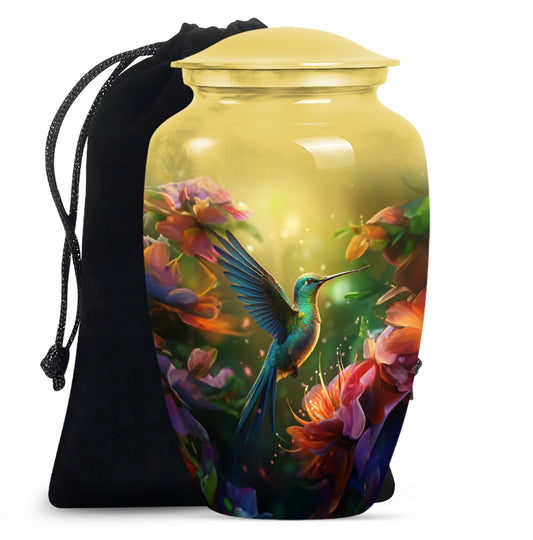 Green Humming Bird Urns For Mom - Pink Floral Memorial Urn For Ashes