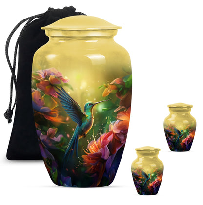 Green Personalized Bird Memorial Urn for Mom - 10-inch, 200 cu in - Yatskia