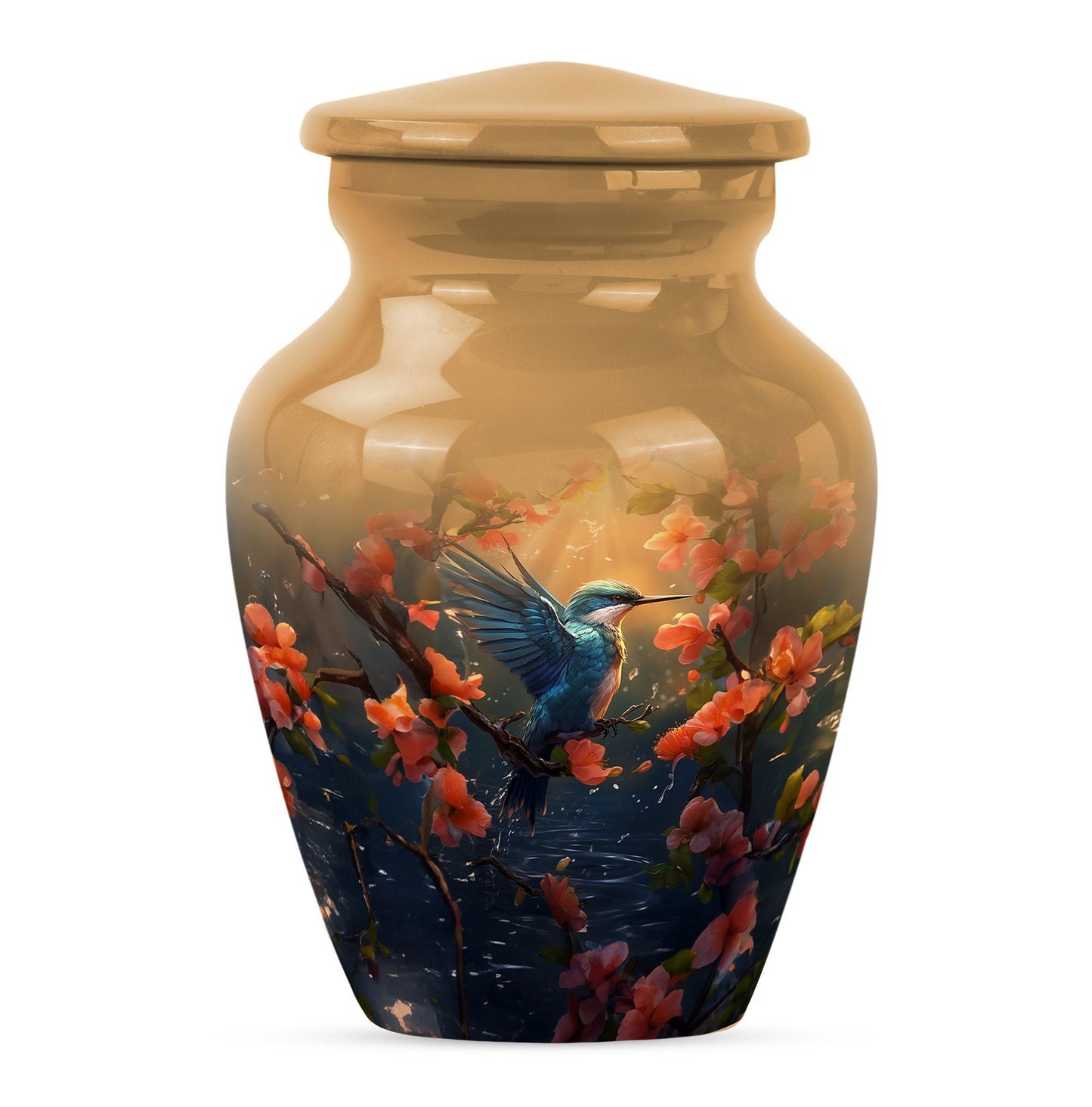 10 inch aluminium humming bird urn