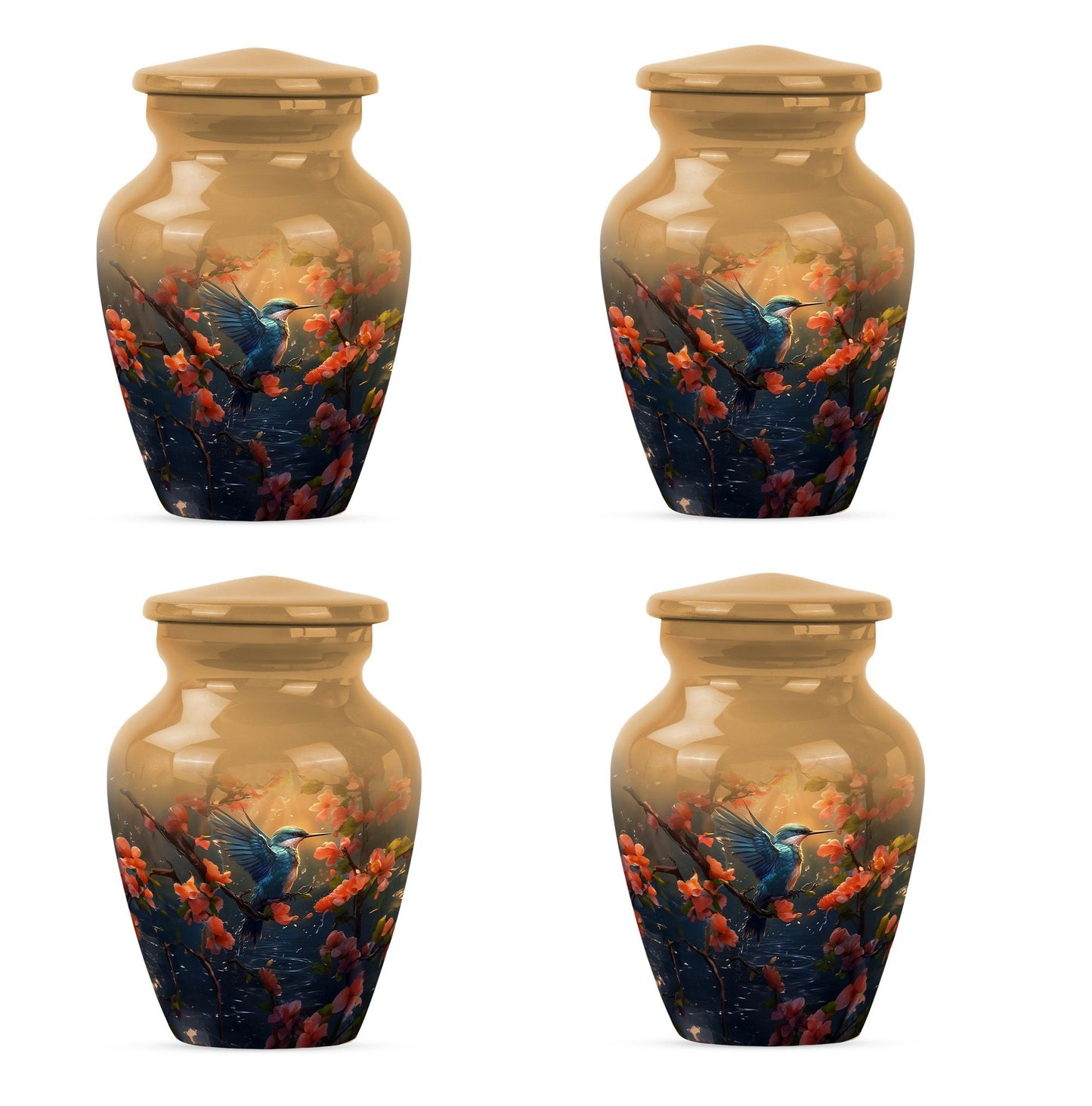 10 inch aluminium humming bird urn
