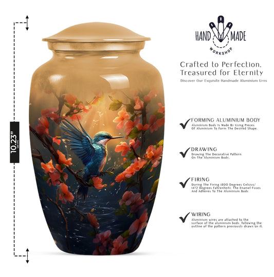 10 inch aluminium humming bird urn