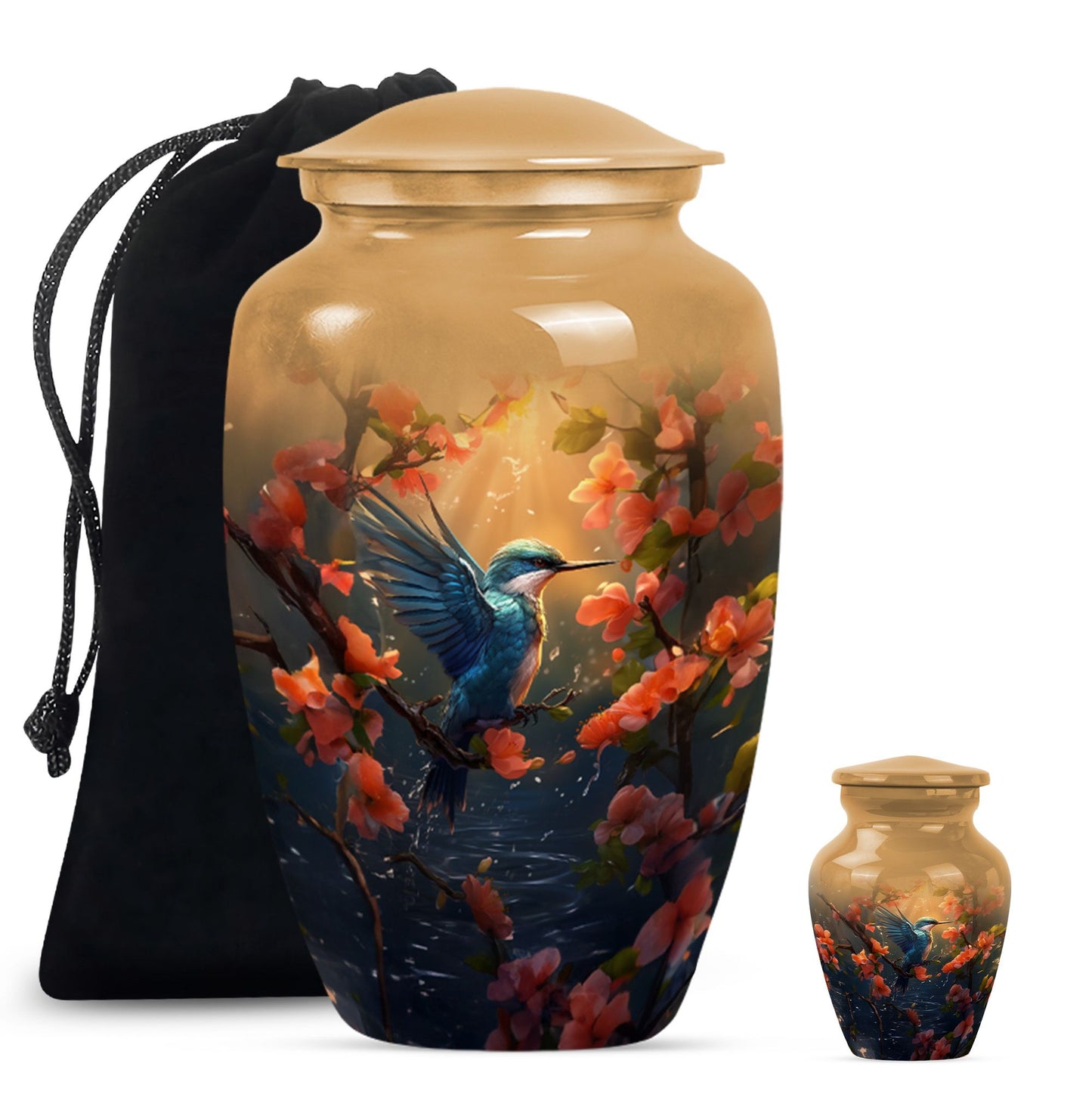 10 inch aluminium humming bird urn