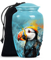10-inch Puffin Bird Urn, classic memorial urn for adults.