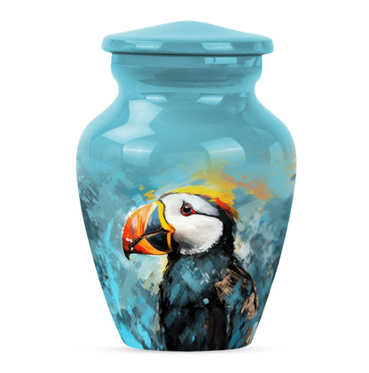 10-inch Puffin Bird Urn, classic memorial urn for adults.