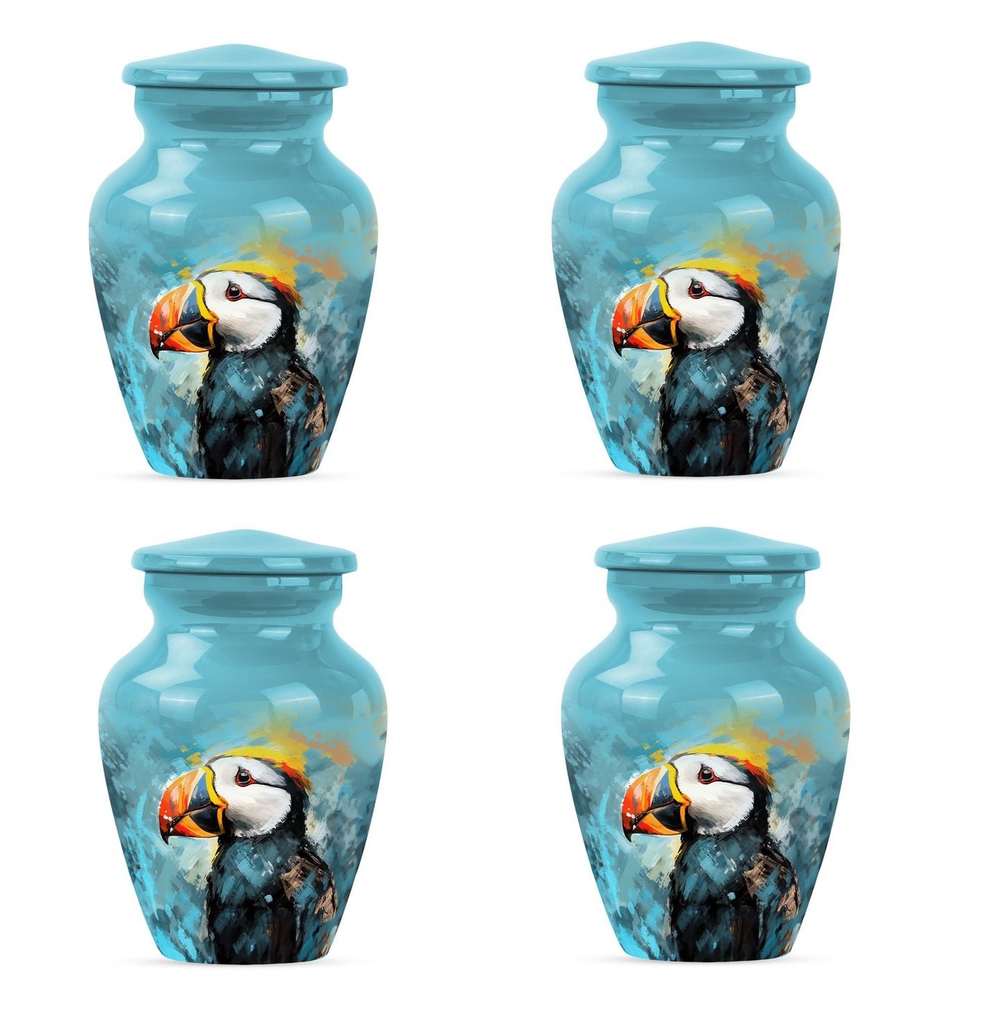 10-inch Puffin Bird Urn, classic memorial urn for adults.