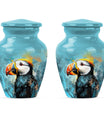 10-inch Puffin Bird Urn, classic memorial urn for adults.