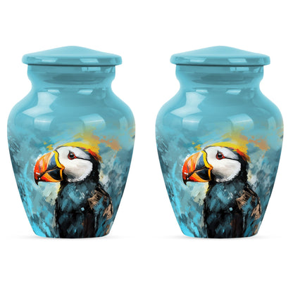 10-inch Puffin Bird Urn, classic memorial urn for adults.