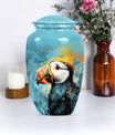 10-inch Puffin Bird Urn, classic memorial urn for adults.