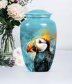 10-inch Puffin Bird Urn, classic memorial urn for adults.