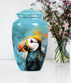 10-inch Puffin Bird Urn, classic memorial urn for adults.