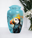10-inch Puffin Bird Urn, classic memorial urn for adults.