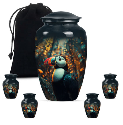 Classic 10-inch Puffin Bird Urn for human ashes.