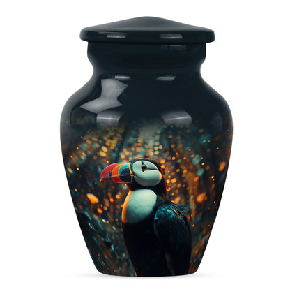 Classic 10-inch Puffin Bird Urn for human ashes.