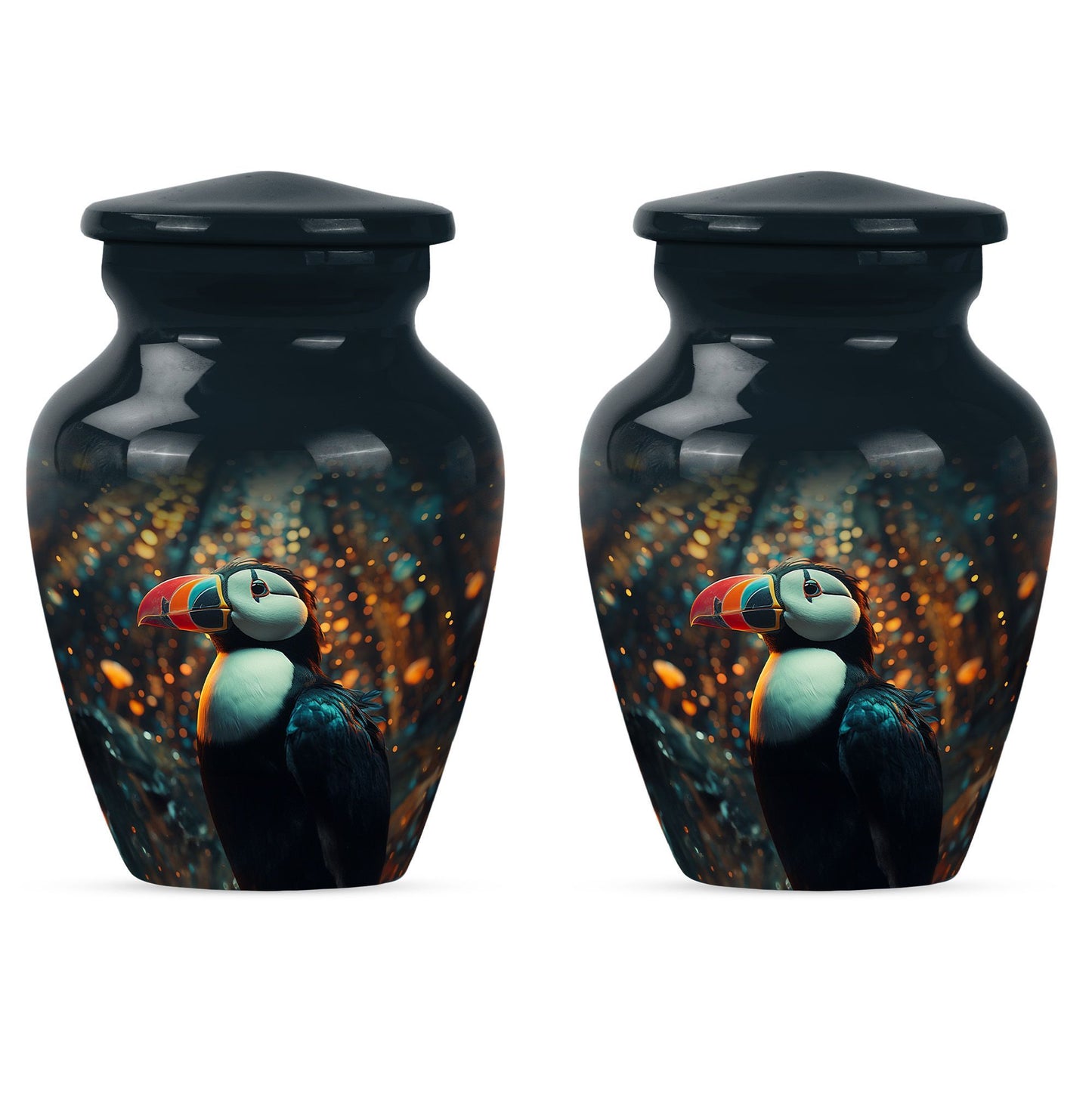Classic 10-inch Puffin Bird Urn for human ashes.