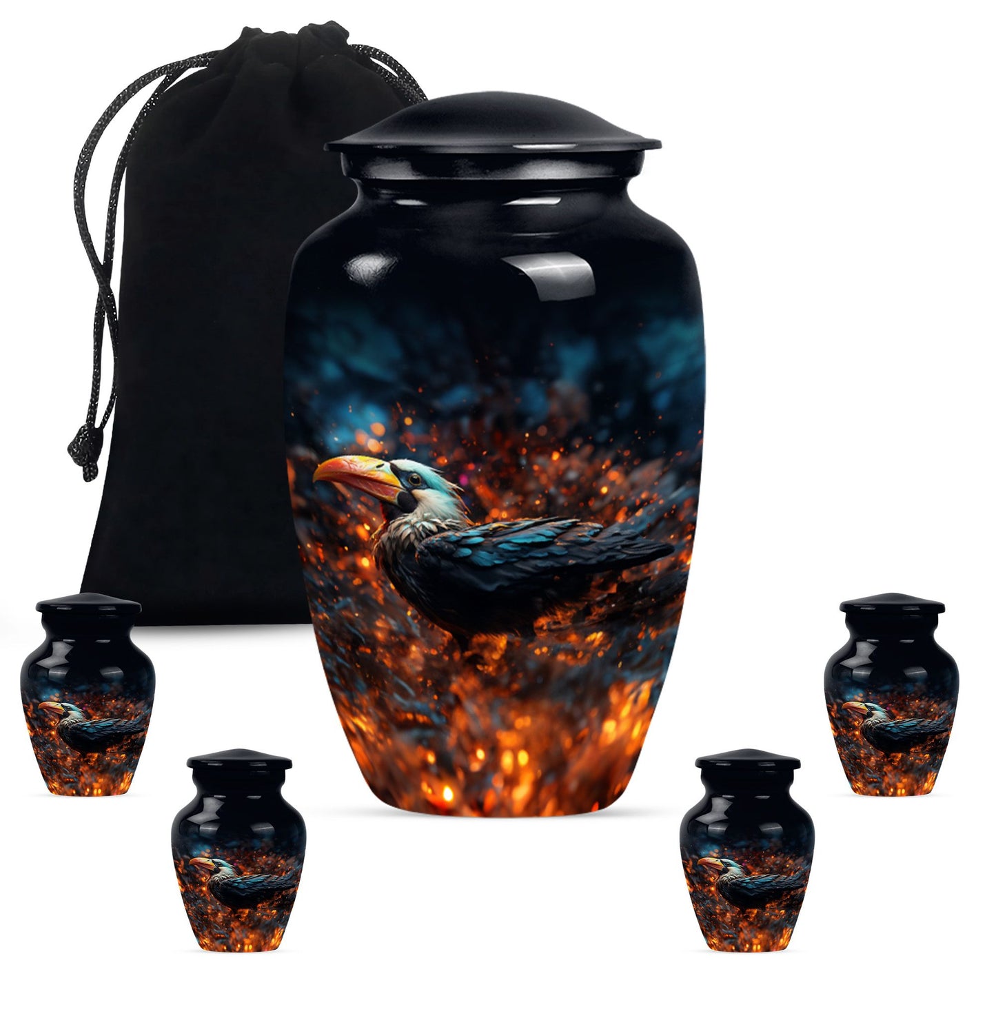 Classic Puffin Bird Urn, abstract burial ash urn for ashes