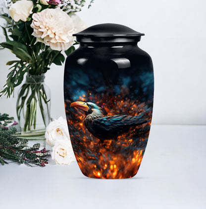 Classic Puffin Bird Urn, abstract burial ash urn for ashes