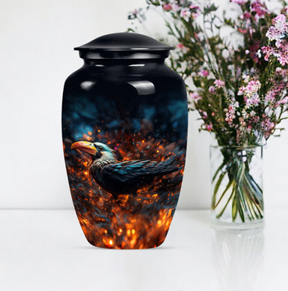 Classic Puffin Bird Urn, abstract burial ash urn for ashes